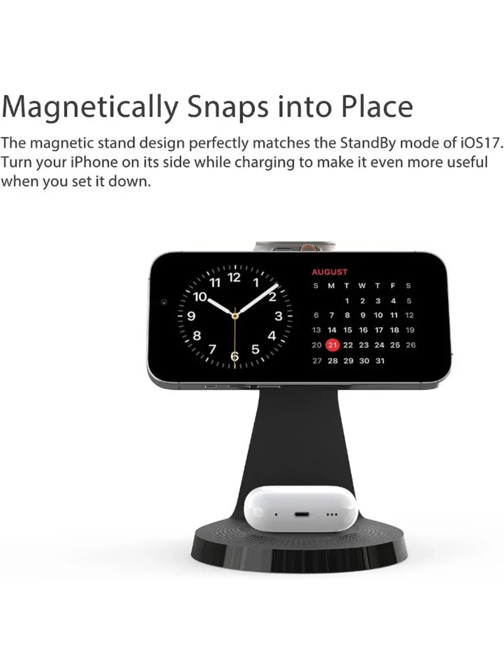 3-in-1 Wireless Charging Station for iPhone, AirPods & Apple Watch - Fast